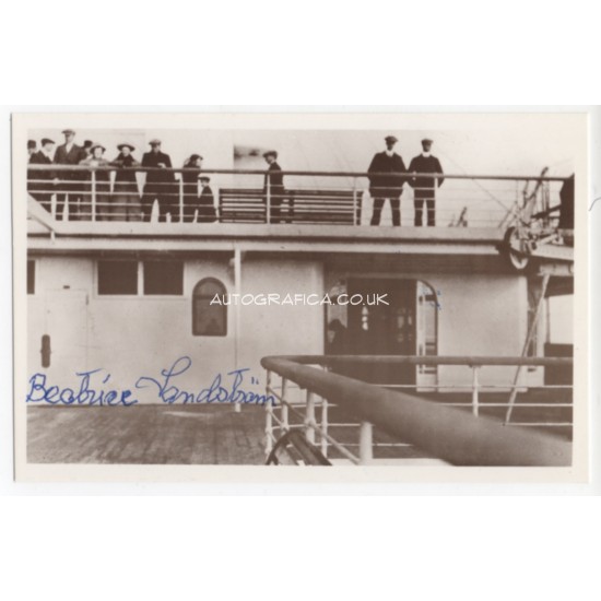 RMS Titanic Survivor Beatrice Lindstrom signed genuine signature autograph