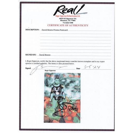 David Bowie signed autograph authentic postcard Epperson COA UACC