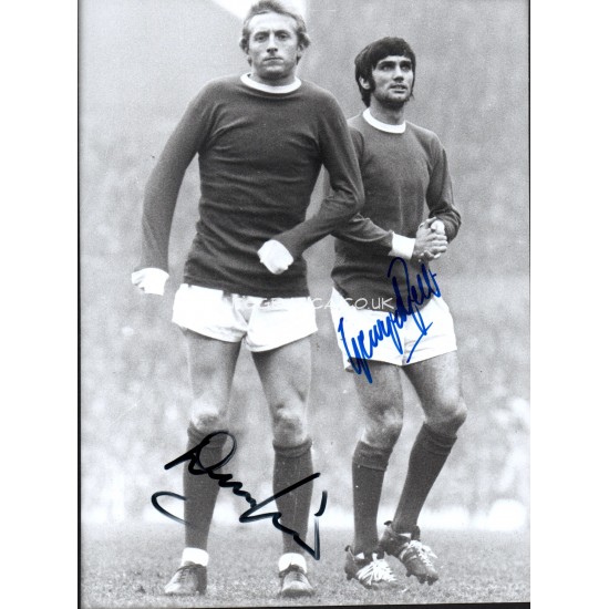 George Best Denis Law genuine authentic autograph signed signature photo.