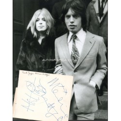 Mick Jagger Marianne Faithfull genuine authentic autograph signed signature + photo.