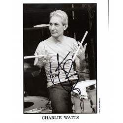 Charlie Watts Rolling Stones genuine authentic autograph signed signature photo.