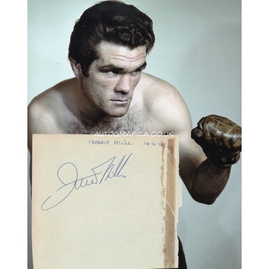 Freddie Mills boxing genuine authentic autograph signed signature + photo.