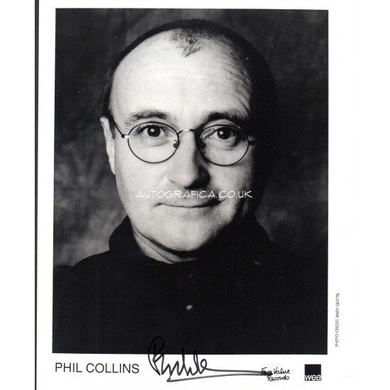Phil Collins Genesis genuine authentic autograph signed signature photo.