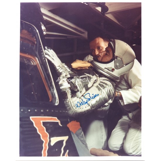 Wally Schirra Apollo genuine authentic autograph signed signature photo.
