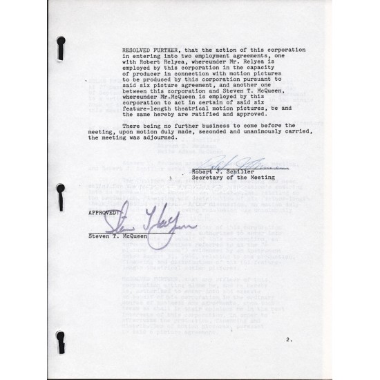 Steve McQueen genuine authentic autograph signed signature document.