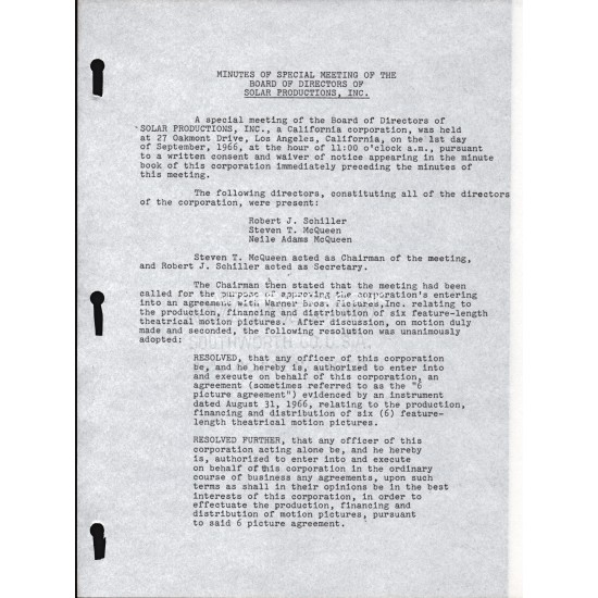 Steve McQueen genuine authentic autograph signed signature document.