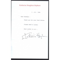 Katherine Hepburn genuine authentic autograph signed signature letter.