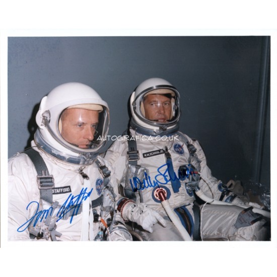 Tom Stafford Wally Schirra Gemini space genuine authentic autograph photo