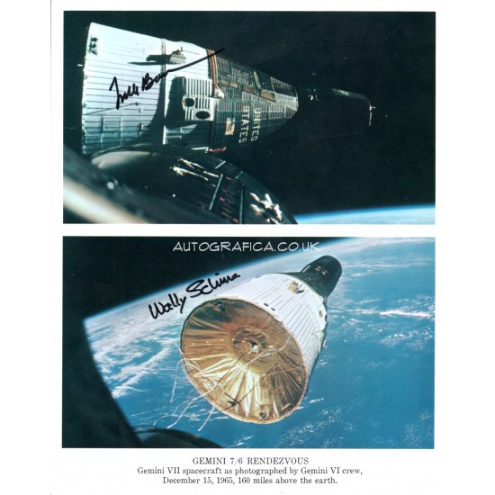Frank Borman Wally Schirra Gemini space genuine authentic autograph photo
