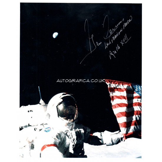 Gene Cernan Apollo space genuine authentic autograph signed signature photo.