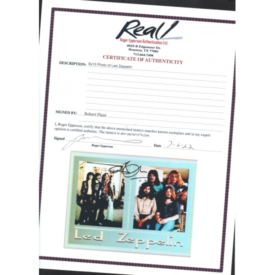 Robert Plant Led Zeppelin genuine authentic autograph signed signature photo.