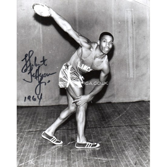 Herb Jefferson discus signed original genuine autograph photo