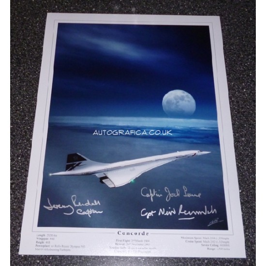 Concorde large multi captain genuine signed authentic signature photo