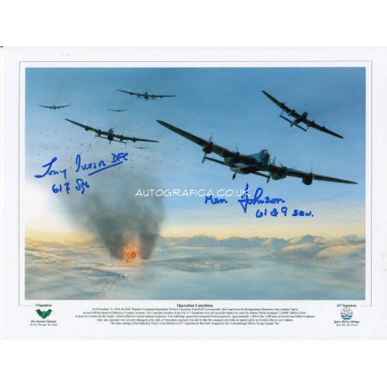 Crew signed Lancaster 617 Sqn signed authentic autograph photo