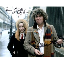 Tom Baker Lalla Ward Doctor Who signed authentic autograph photo